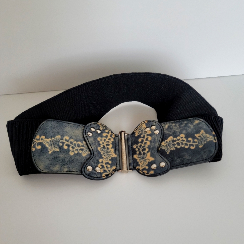 Vintage Wide Elastic Wide Belt Women's 29 inches without stretch